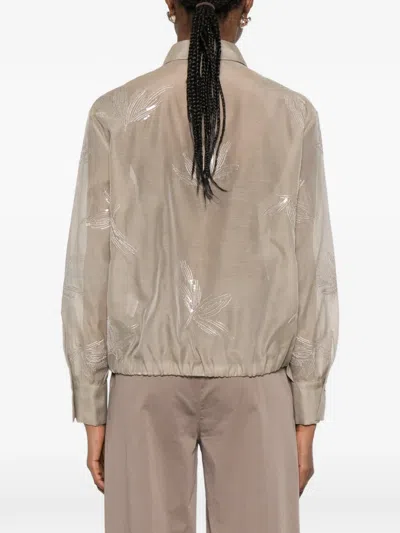 Panicale Sequin-detail Blouse In Brown