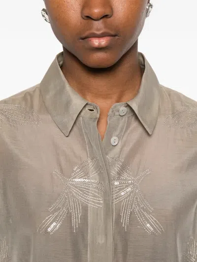 Panicale Sequin-detail Blouse In Brown