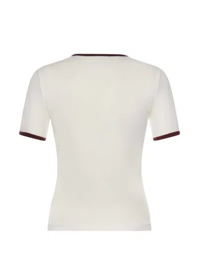 Courrèges Courreges Women Cotton T-shirt With Contrasting Profiles In White