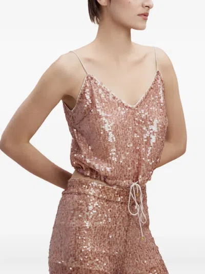 Sana Osmani Iris Sequin Drawstring Top In Pink