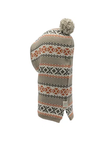 Kapital Pompom Patterned Hat In Neutral
