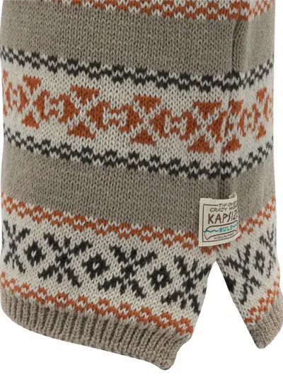 Kapital Pompom Patterned Hat In Neutral