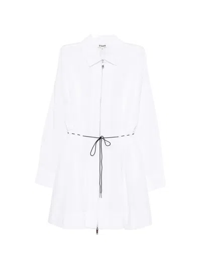 Staud Zip Drawstring Mini Dress In White