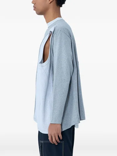 Nomarythm Textile Asymmetrical Panel T-shirt In Blue