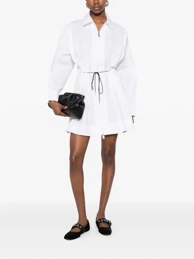 Staud Zip Drawstring Mini Dress In White