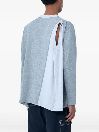 Nomarythm Textile Asymmetrical Panel T-shirt In Blue