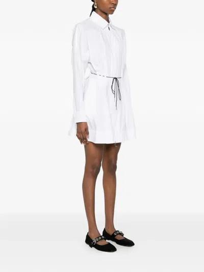 Staud Zip Drawstring Mini Dress In White
