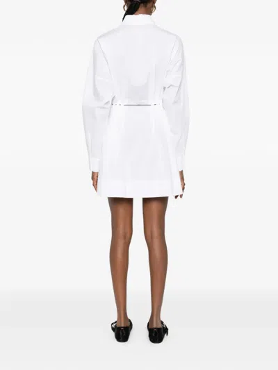 Staud Zip Drawstring Mini Dress In White