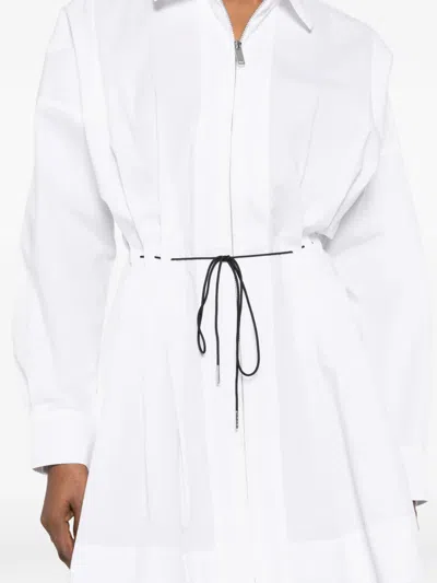 Staud Zip Drawstring Mini Dress In White