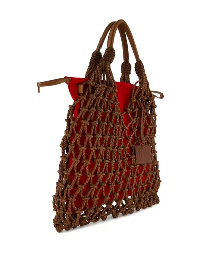 Paula Medium Macramé-net Tote Bag In Red