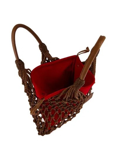 Paula Medium Macramé-net Tote Bag In Red