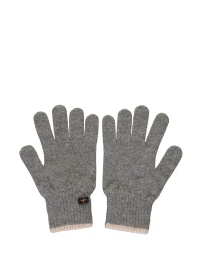 Moorer Logo-patch Gloves In Gray