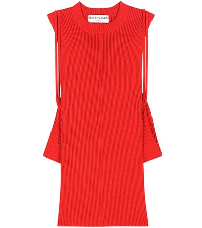 Balenciaga Knitted Sleeveless Top In Red