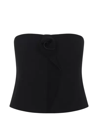 Giorgio Armani Strapless Top Fitted Silhouette Floral Detail In Black