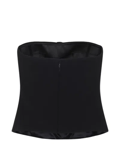 Giorgio Armani Strapless Top Fitted Silhouette Floral Detail In Black