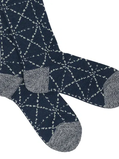 Kapital Diamond-pattern Socks In Blue