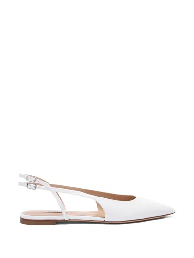 Casadei Dancer Ankle Strap Flat Pumps In White