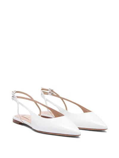 Casadei Dancer Ankle Strap Flat Pumps In White