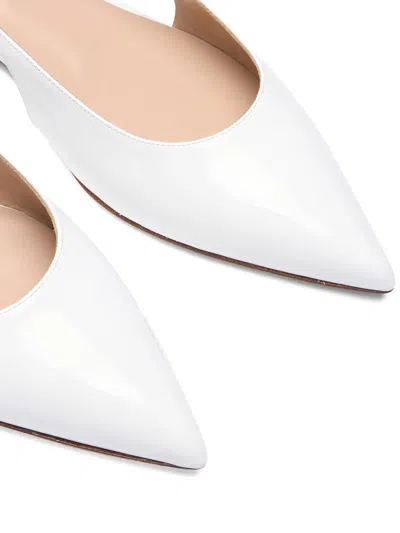 Casadei Dancer Ankle Strap Flat Pumps In White