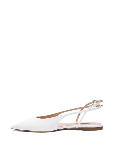 Casadei Dancer Ankle Strap Flat Pumps In White