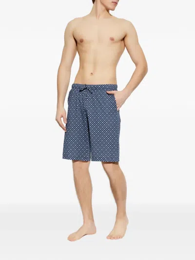 Hanro Drawstring Patterned Shorts In Blue