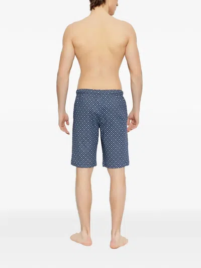 Hanro Drawstring Patterned Shorts In Blue