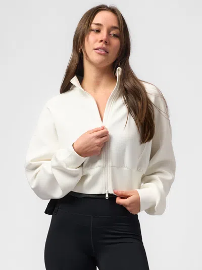 Fioboc Modal Blend Double Zip Long Sleeve Tee In White