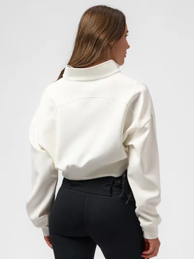 Fioboc Modal Blend Double Zip Long Sleeve Tee In White