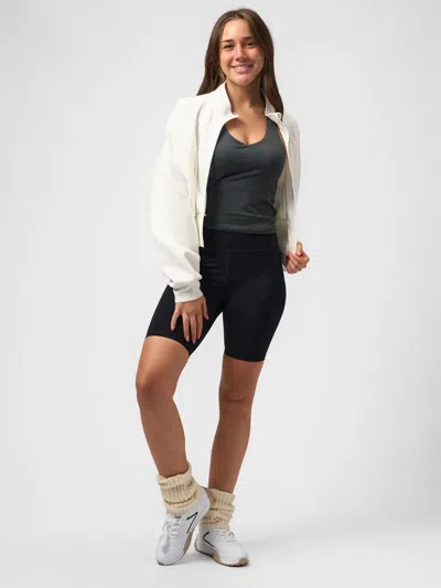 Fioboc Modal Blend Double Zip Long Sleeve Tee In White