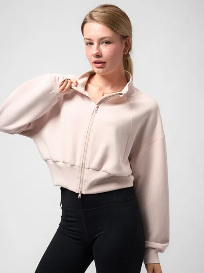 Fioboc Modal Blend Double Zip Long Sleeve Tee In Pink