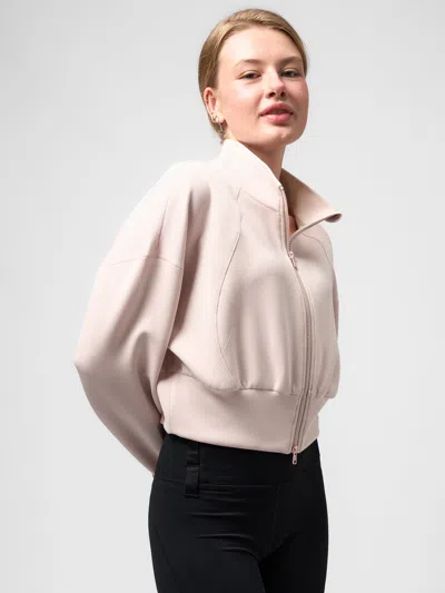 Fioboc Modal Blend Double Zip Long Sleeve Tee In Pink