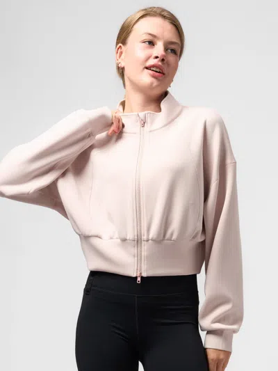 Fioboc Modal Blend Double Zip Long Sleeve Tee In Pink