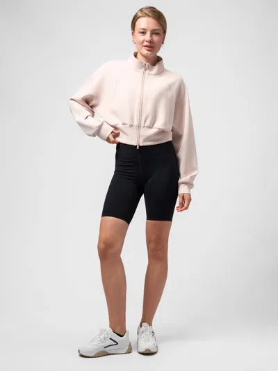 Fioboc Modal Blend Double Zip Long Sleeve Tee In Pink