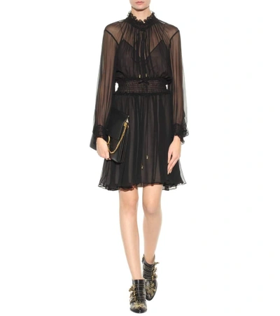 Shop Chloé Silk Georgette Dress In Black