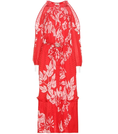 Shop Fendi Printed Fil Coupé Silk Dress In Poppy