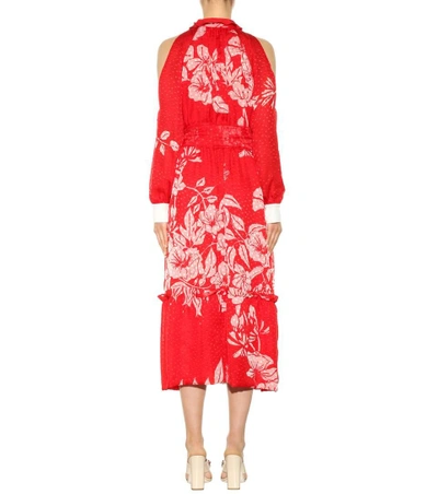 Shop Fendi Printed Fil Coupé Silk Dress In Poppy