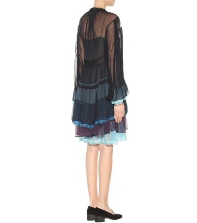 Shop Chloé Silk Tiered Dress In Llues