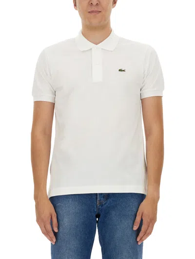 Lacoste Short Sleeve Pima Jersey Interlock Regular Fit Polo Shirt In White