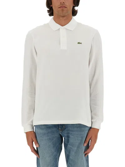 Lacoste Logo Long-sleeved Polo Shirt In White