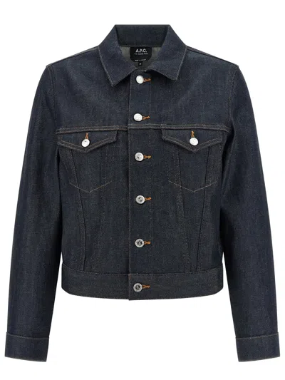 Apc Denim Dion Jacket Chest Pockets Tabs In Blue