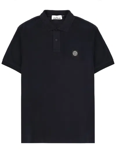 Stone Island Mens Black Brand-patch Regular-fit Stretch-cotton Polo Shirt Xl