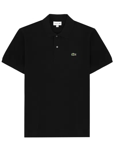 Lacoste Stretch Pique Short-sleeve Slim Fit Polo Shirt In Black
