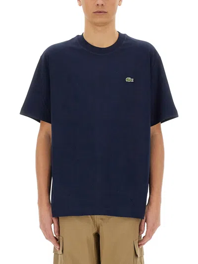 Lacoste Mens Classic Logo-embroidered Cotton-jersey T-shirt Navy In Navy Blue
