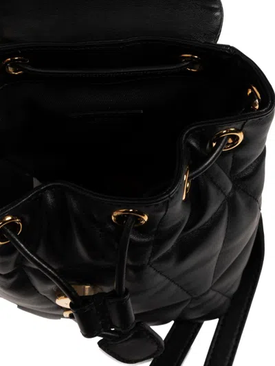 Versace Backpack Quilted Design Gold Tone Hardware In Black