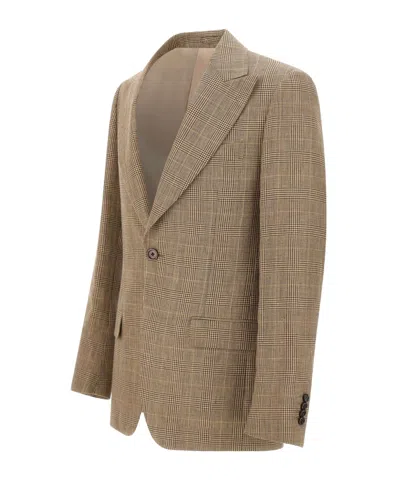 Lardini Check Blazer Jacket In Brown