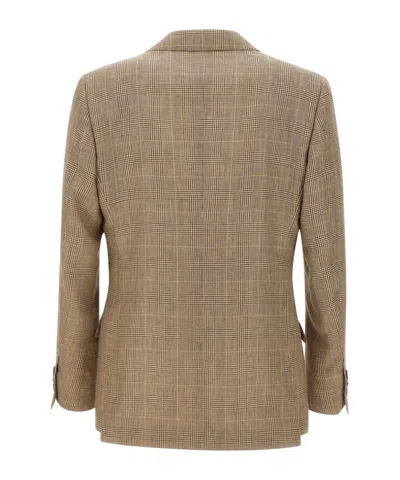 Lardini Check Blazer Jacket In Brown