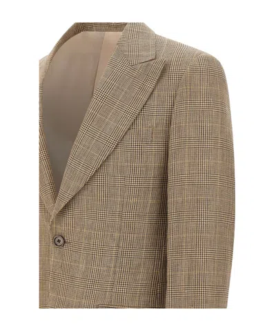 Lardini Check Blazer Jacket In Brown