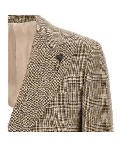 Lardini Check Blazer Jacket In Brown