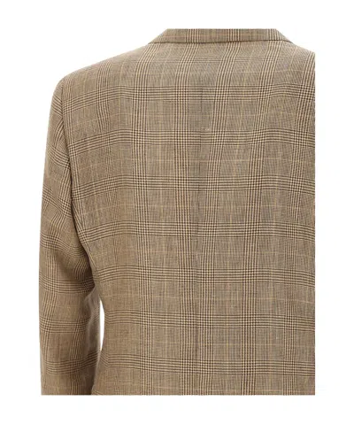 Lardini Check Blazer Jacket In Brown