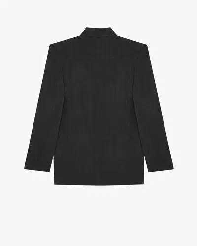 Saint Laurent Double-breasted Six-button Suit Jacket In Black